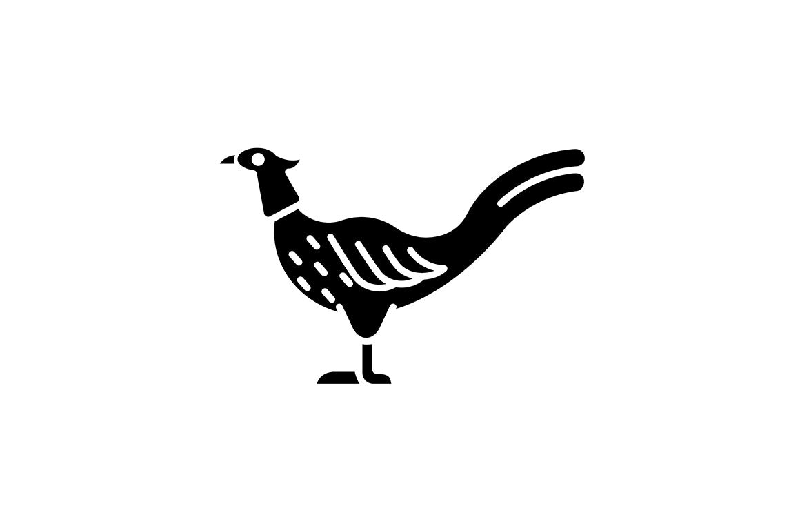 Farm birds for poultry black glyph icons set