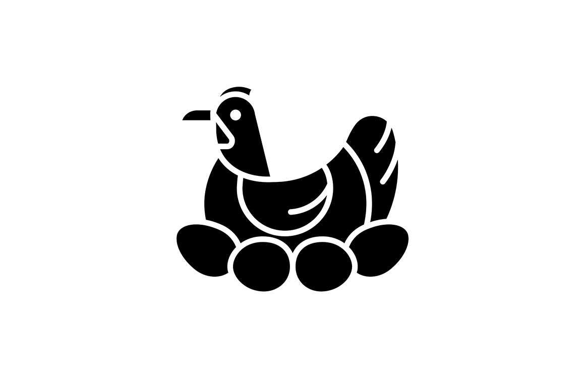 Farm birds for poultry black glyph icons set