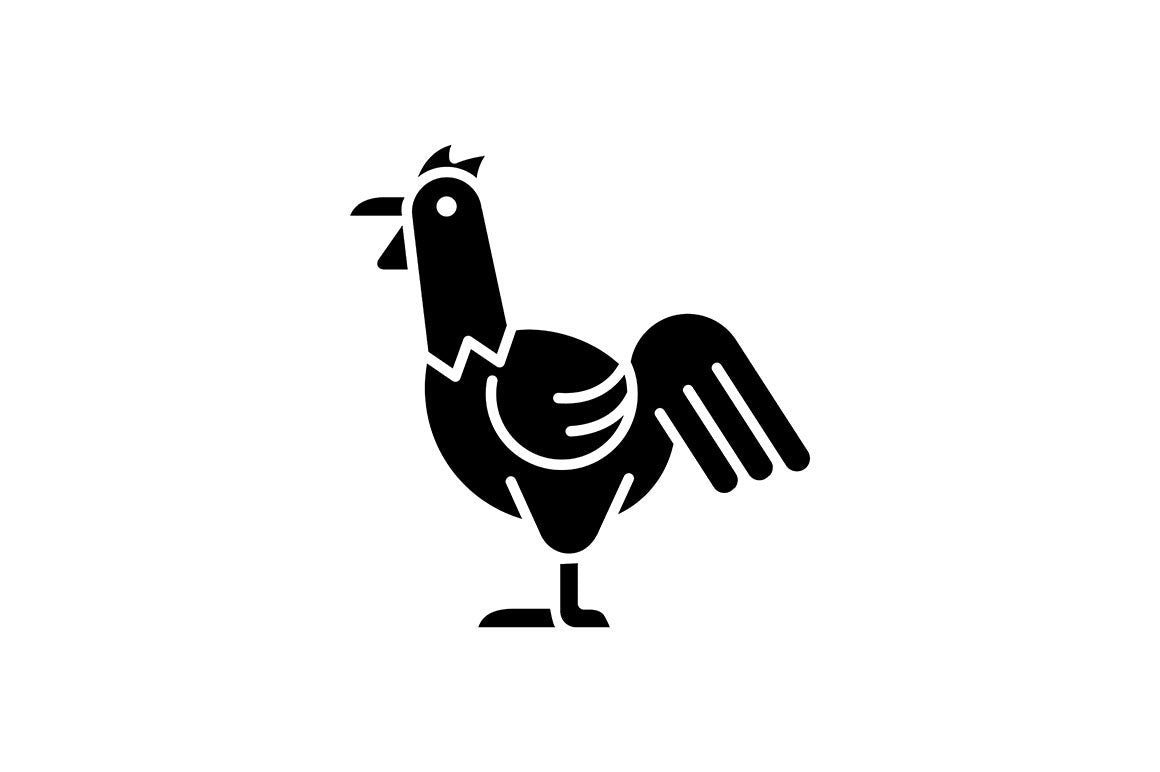 Farm birds for poultry black glyph icons set