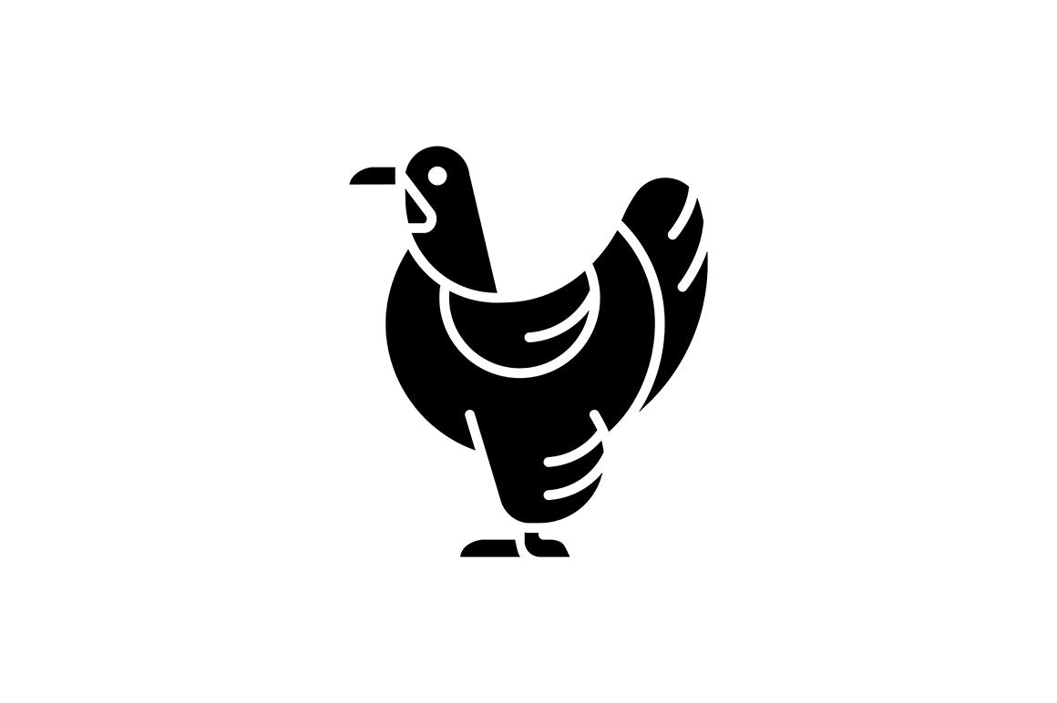 Farm birds for poultry black glyph icons set
