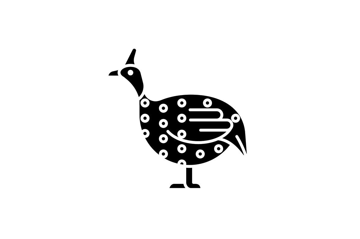 Farm birds for poultry black glyph icons set