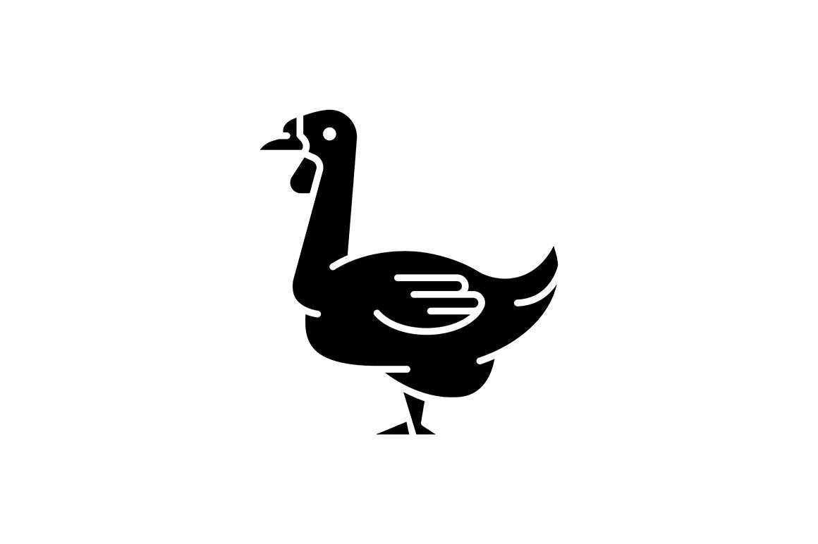 Farm birds for poultry black glyph icons set