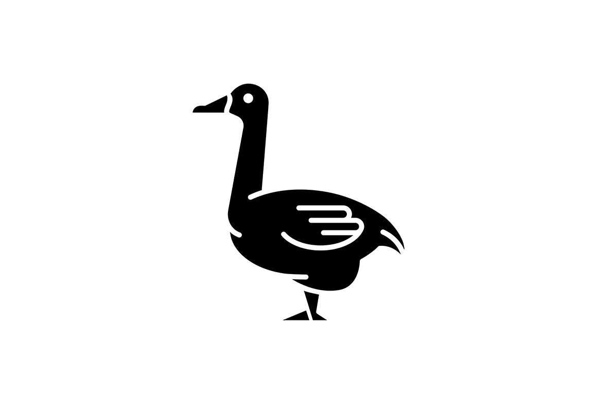 Farm birds for poultry black glyph icons set