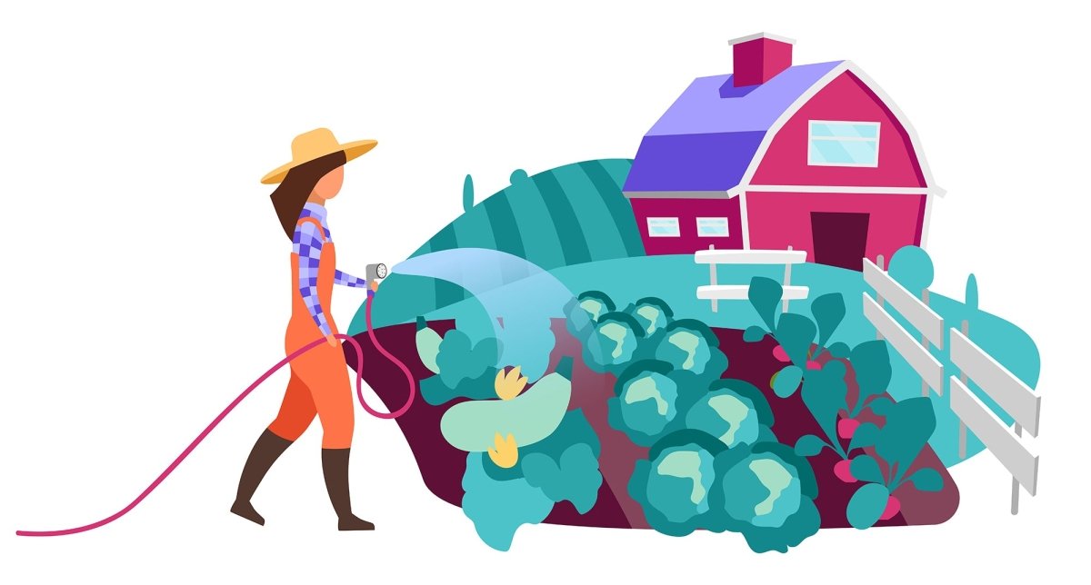Farm flat vector illustrations set