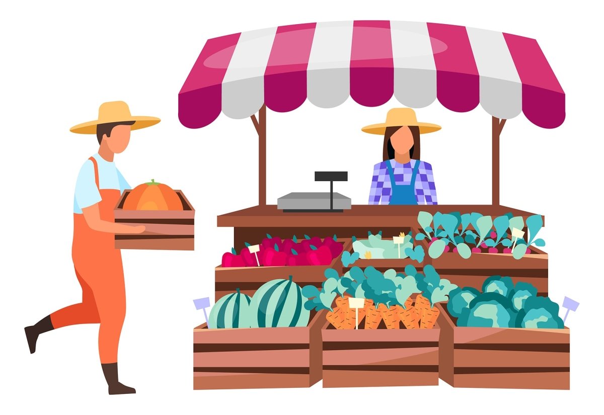 Farm flat vector illustrations set