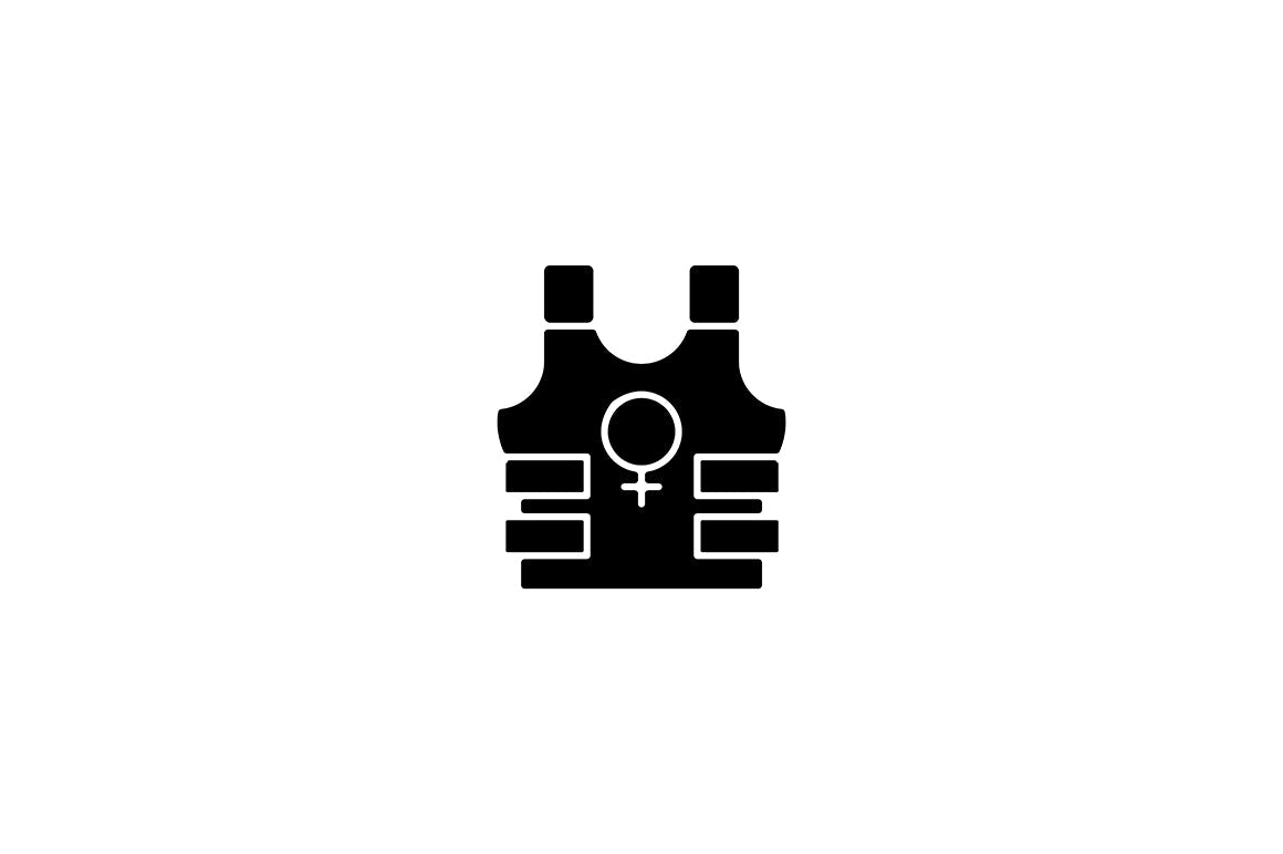 Feminism symbols black glyph icons set on white space