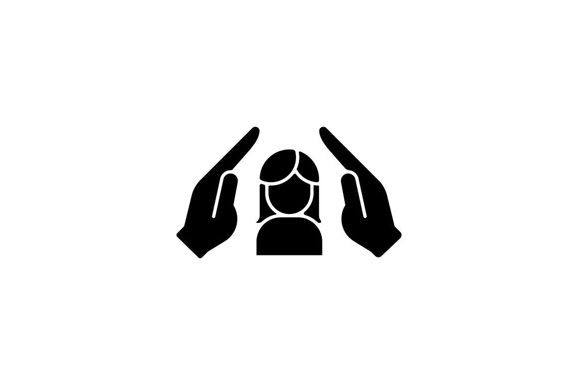 Feminism symbols black glyph icons set on white space