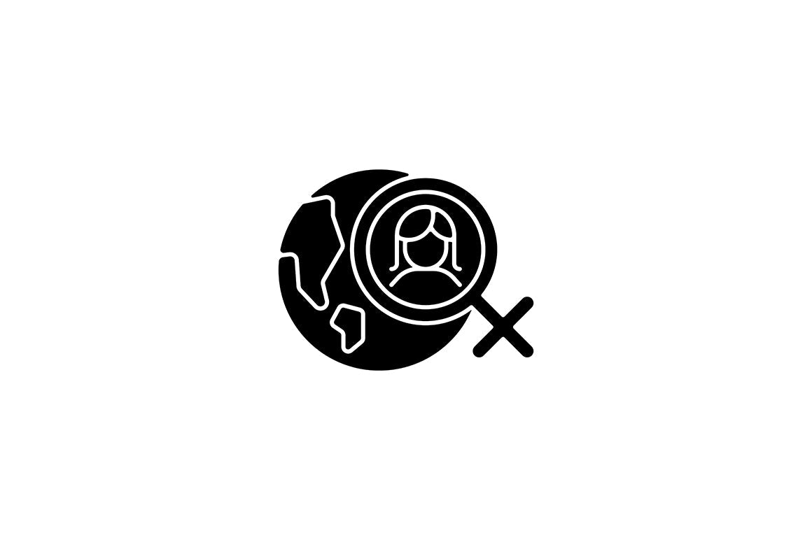 Feminism symbols black glyph icons set on white space