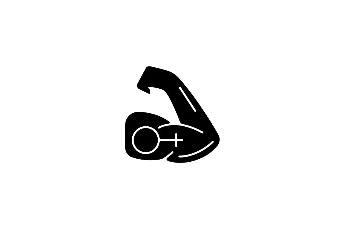 Feminism symbols black glyph icons set on white space