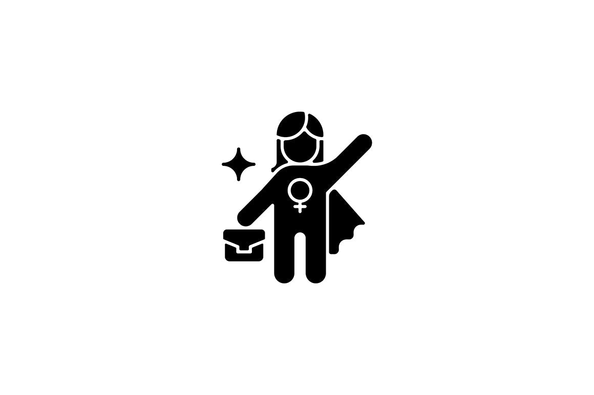 Feminism symbols black glyph icons set on white space