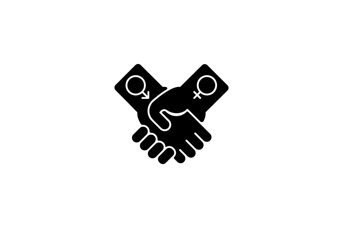 Feminism symbols black glyph icons set on white space