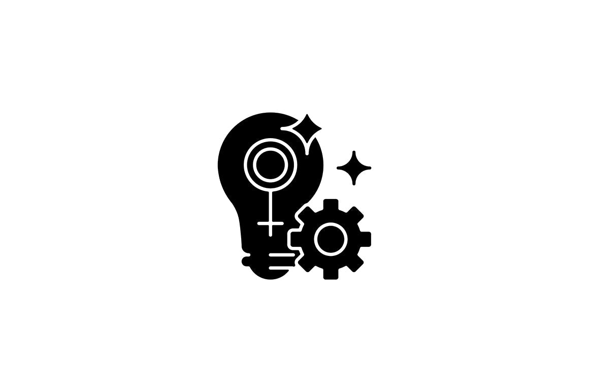 Feminism symbols black glyph icons set on white space