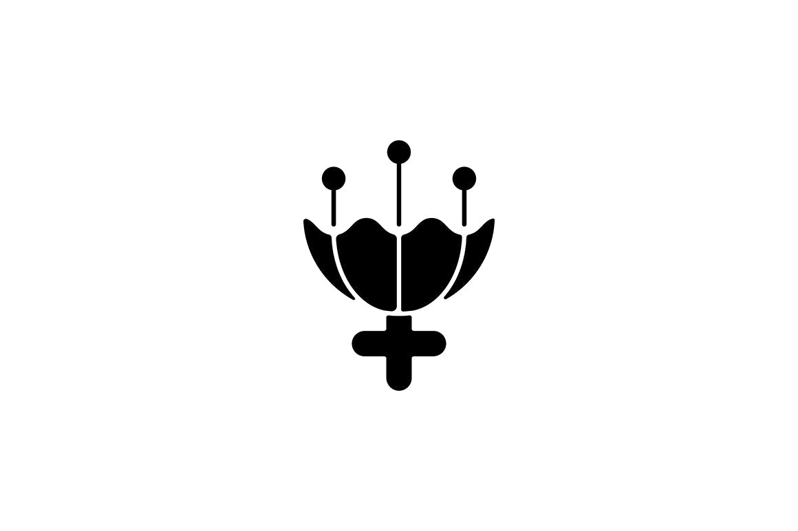 Feminism symbols black glyph icons set on white space