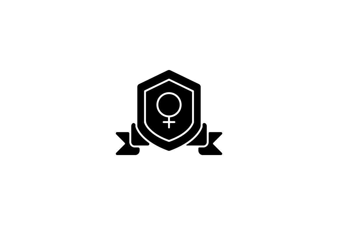 Feminism symbols black glyph icons set on white space
