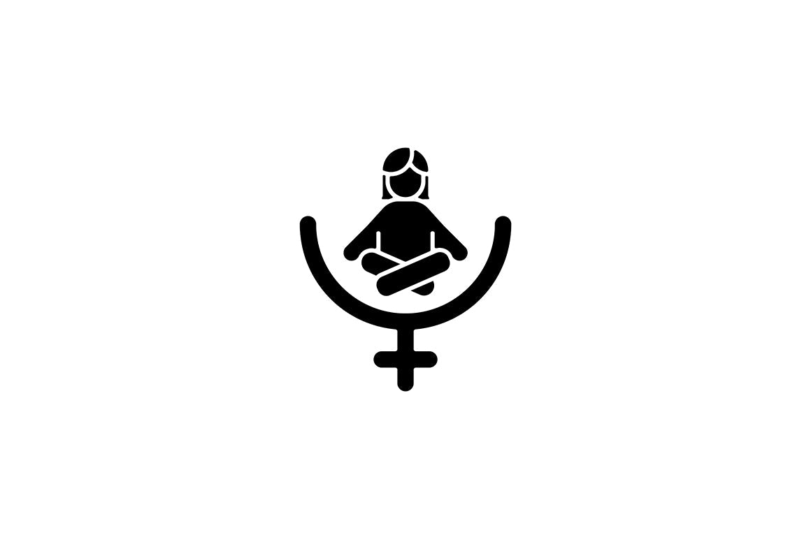 Feminism symbols black glyph icons set on white space