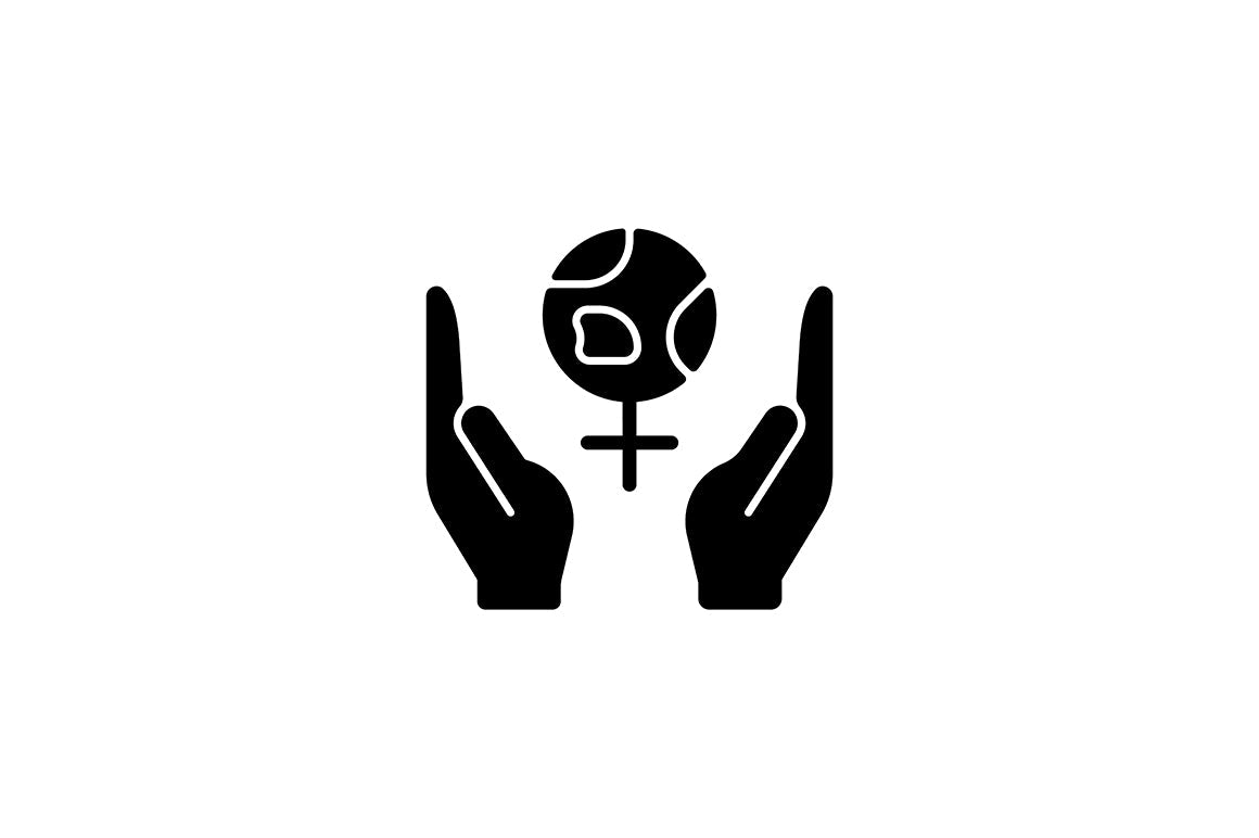 Feminism symbols black glyph icons set on white space