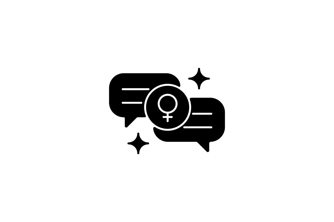 Feminism symbols black glyph icons set on white space