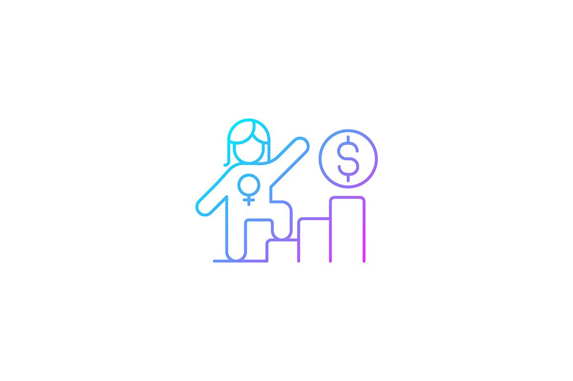 Feminism symbols gradient icons set for dark and light mode