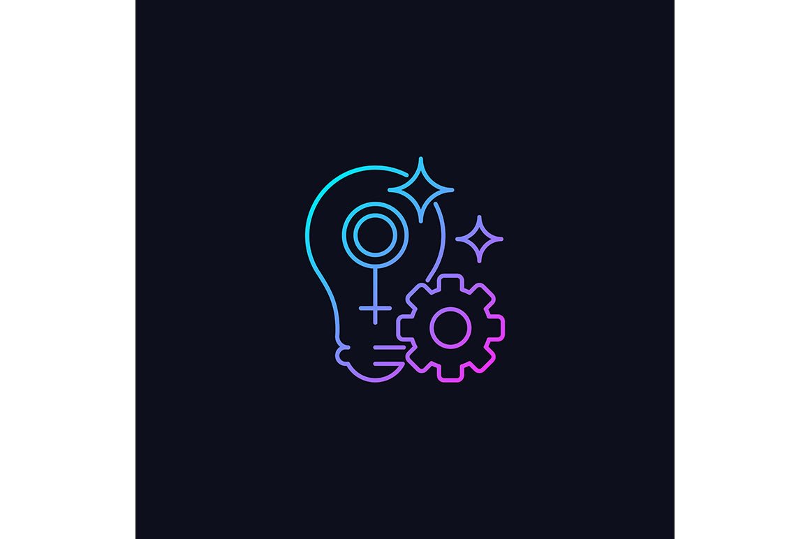 Feminism symbols gradient icons set for dark and light mode