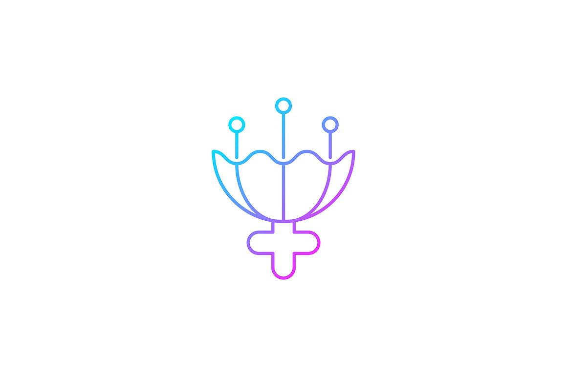 Feminism symbols gradient icons set for dark and light mode