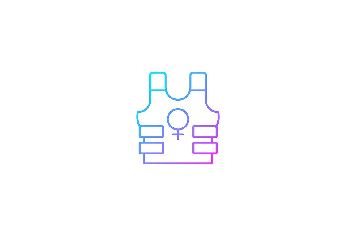 Feminism symbols gradient icons set for dark and light mode