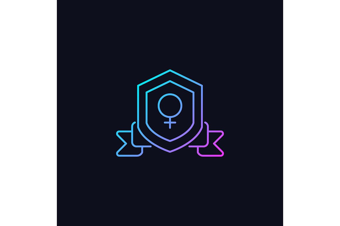 Feminism symbols gradient icons set for dark and light mode