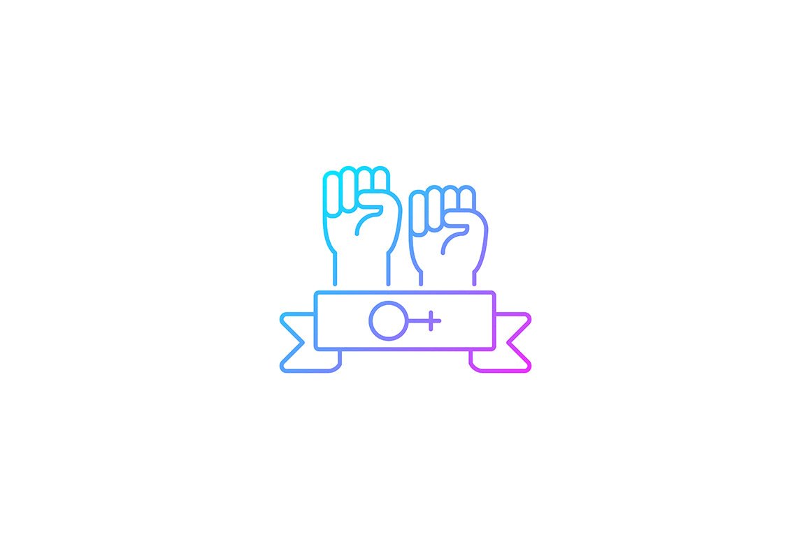 Feminism symbols gradient icons set for dark and light mode