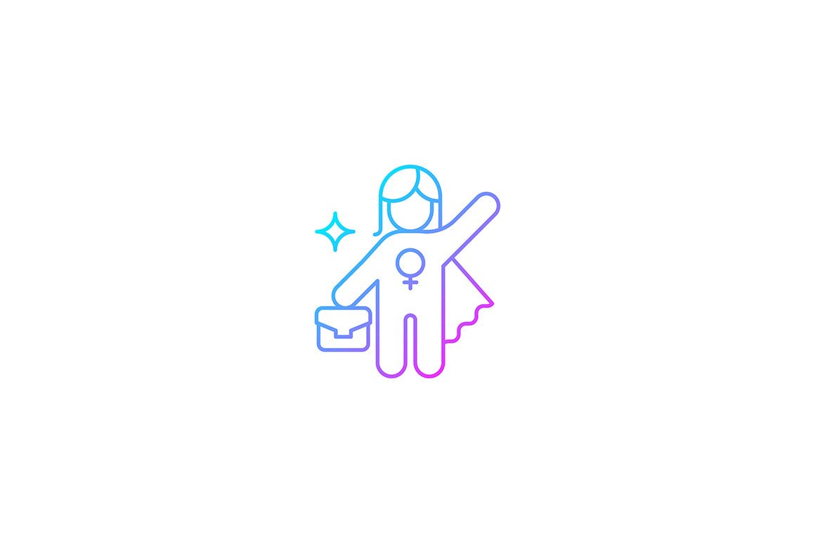 Feminism symbols gradient icons set for dark and light mode
