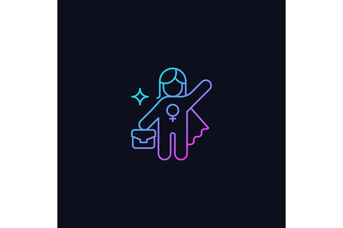 Feminism symbols gradient icons set for dark and light mode