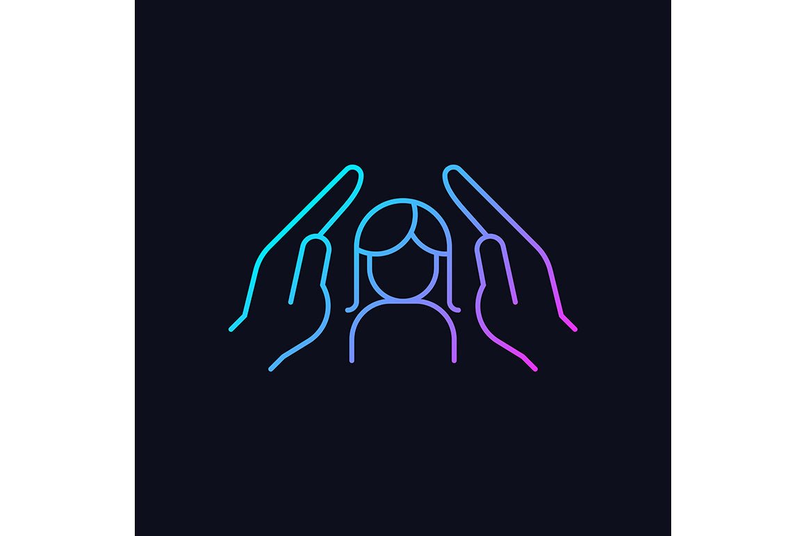 Feminism symbols gradient icons set for dark and light mode