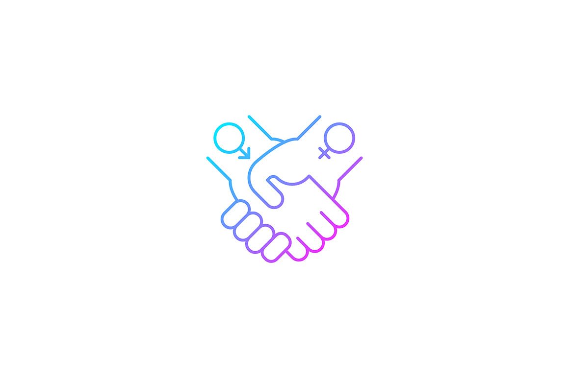 Feminism symbols gradient icons set for dark and light mode