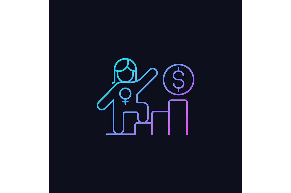 Feminism symbols gradient icons set for dark and light mode