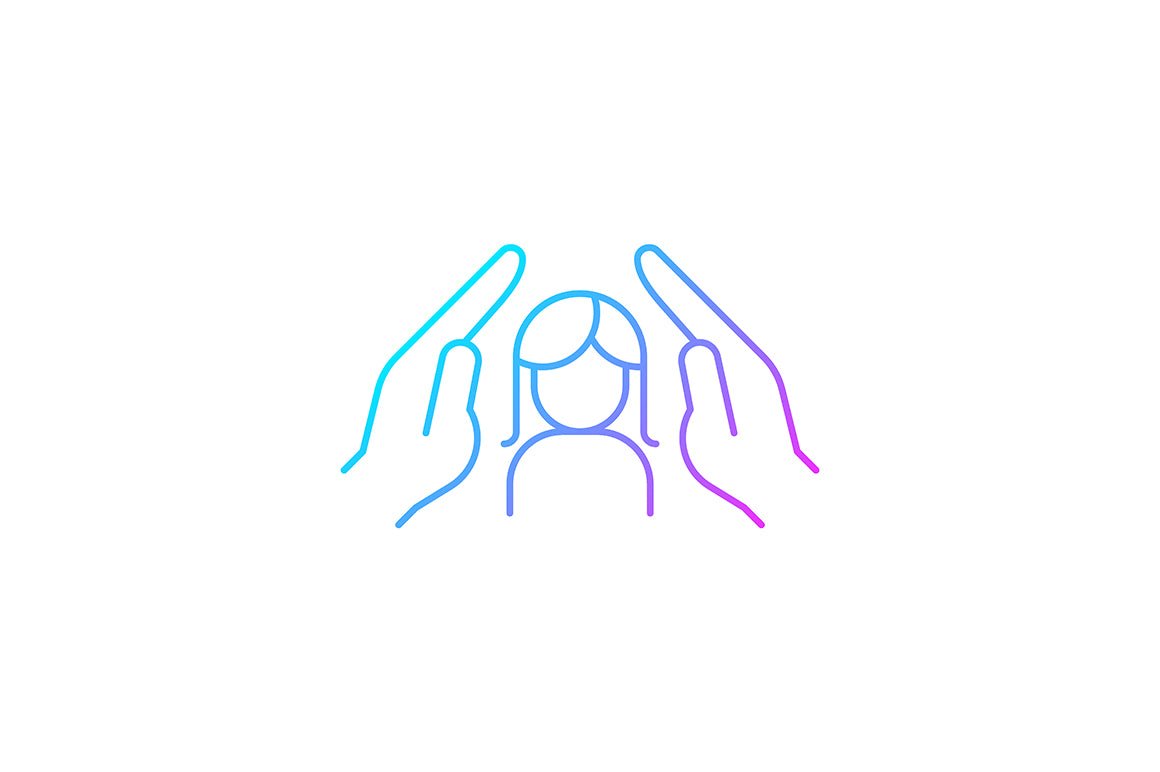 Feminism symbols gradient icons set for dark and light mode