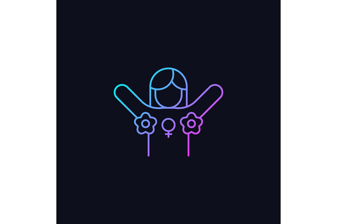 Feminism symbols gradient icons set for dark and light mode