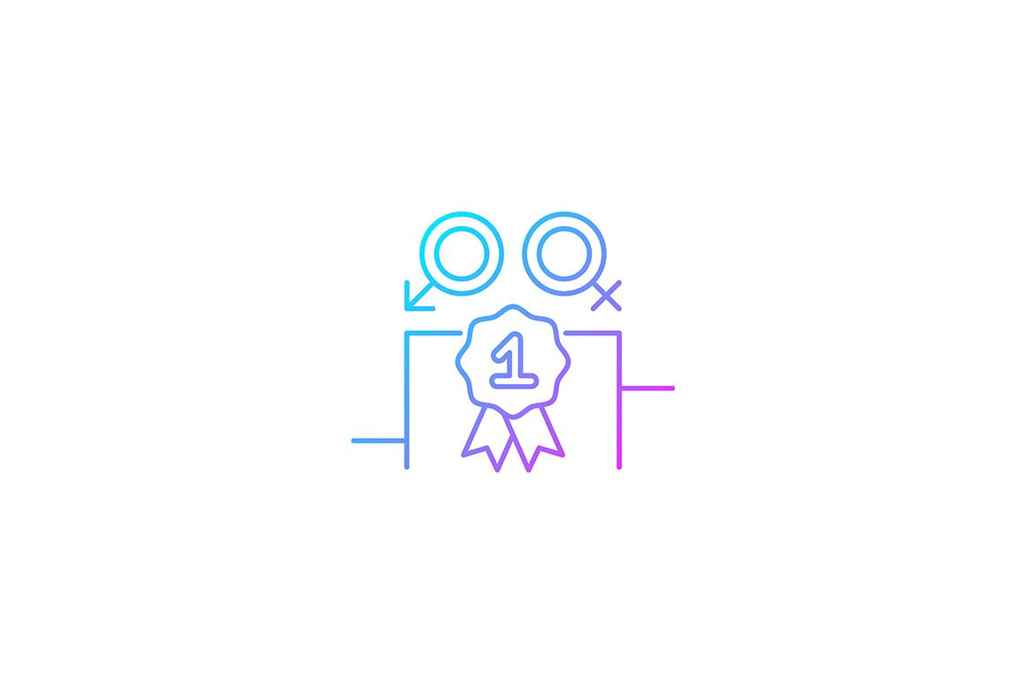 Feminism symbols gradient icons set for dark and light mode