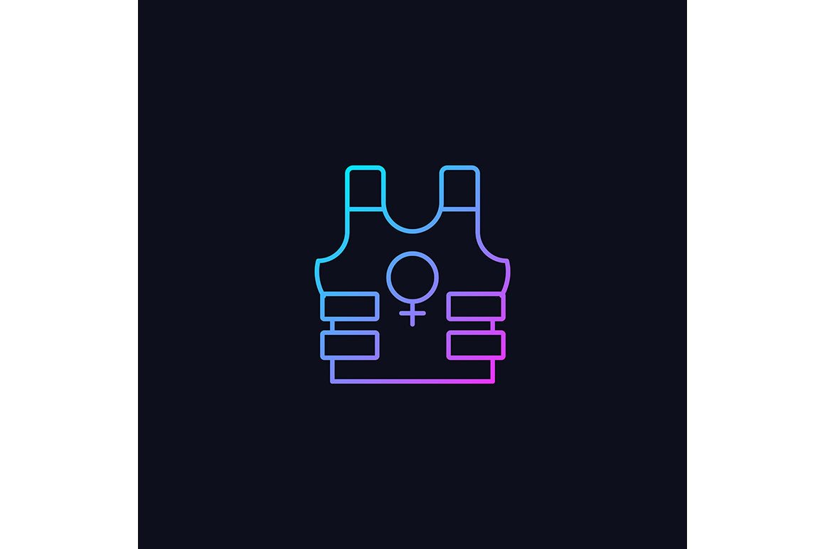 Feminism symbols gradient icons set for dark and light mode