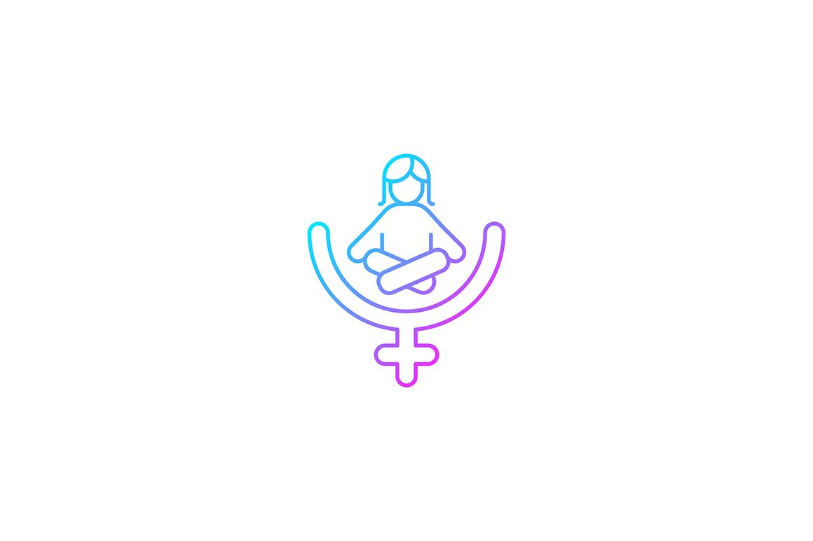 Feminism symbols gradient icons set for dark and light mode
