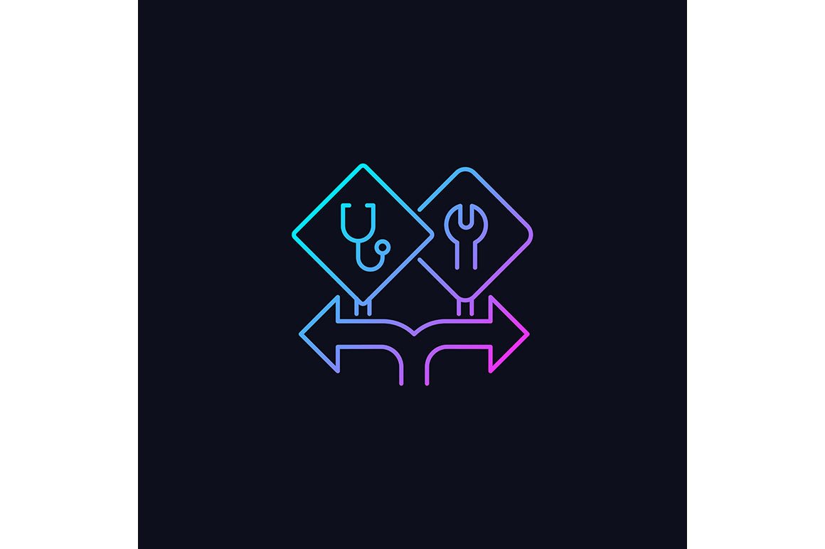 Feminism symbols gradient icons set for dark and light mode