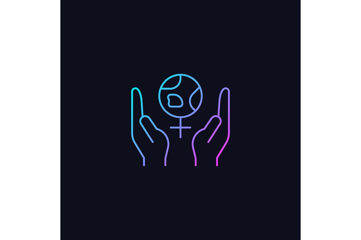 Feminism symbols gradient icons set for dark and light mode