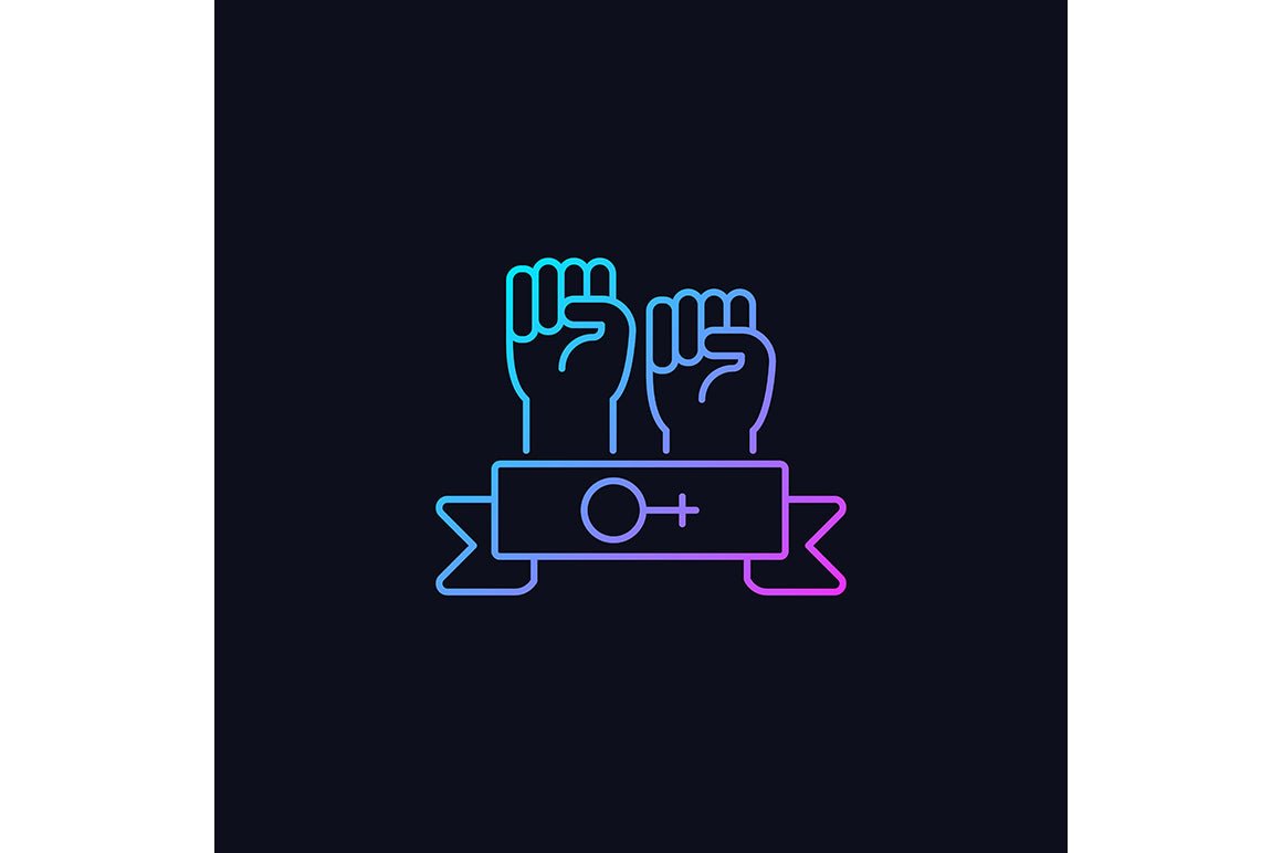Feminism symbols gradient icons set for dark and light mode