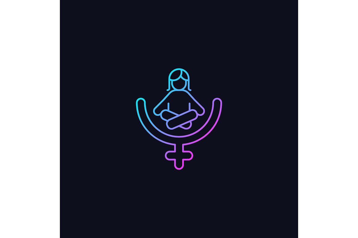 Feminism symbols gradient icons set for dark and light mode
