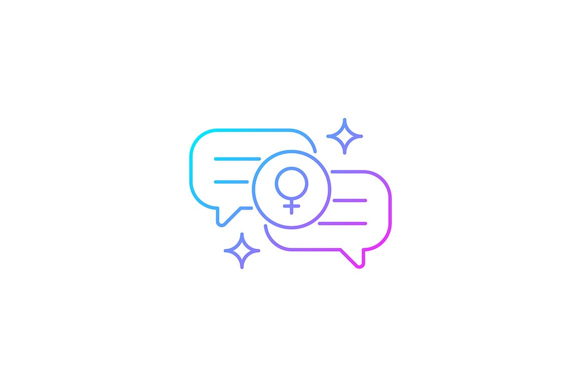 Feminism symbols gradient icons set for dark and light mode