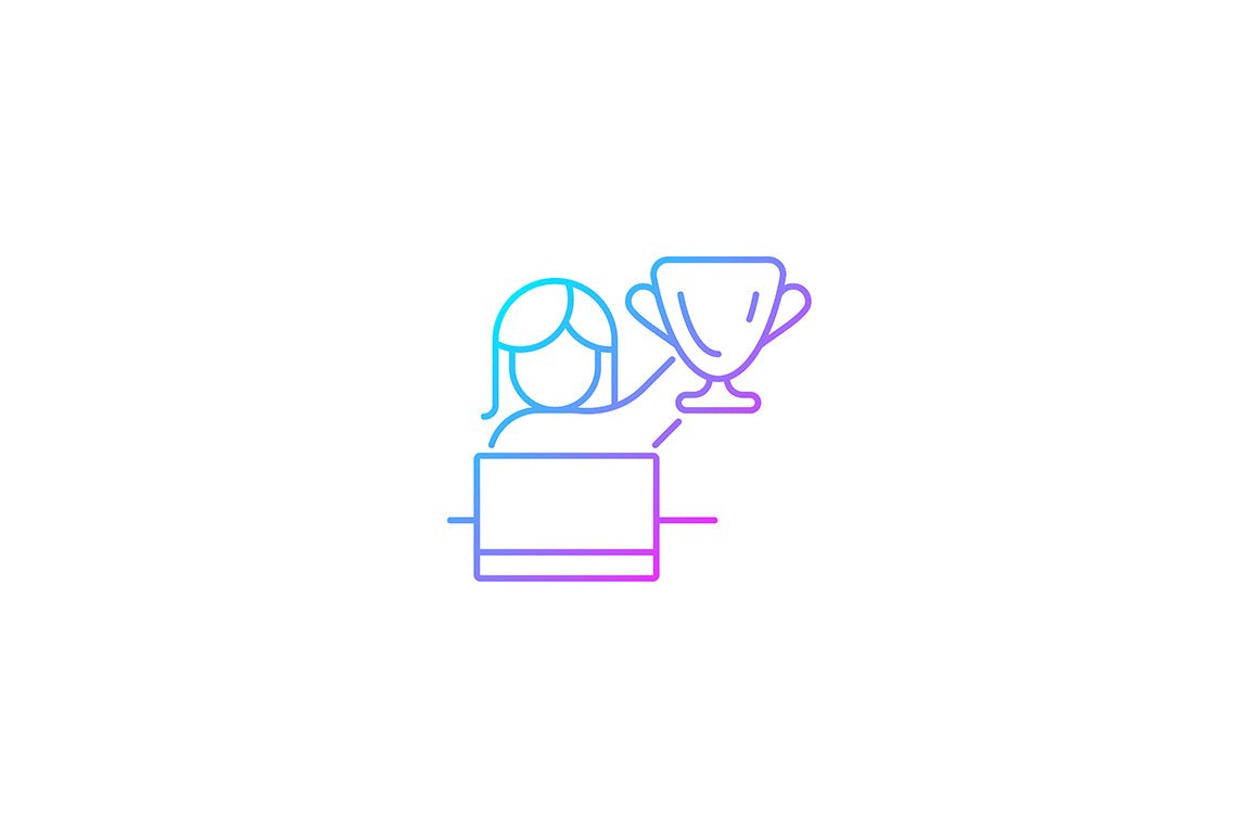 Feminism symbols gradient icons set for dark and light mode
