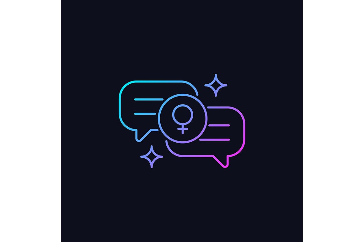 Feminism symbols gradient icons set for dark and light mode