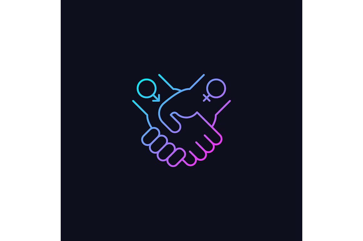 Feminism symbols gradient icons set for dark and light mode