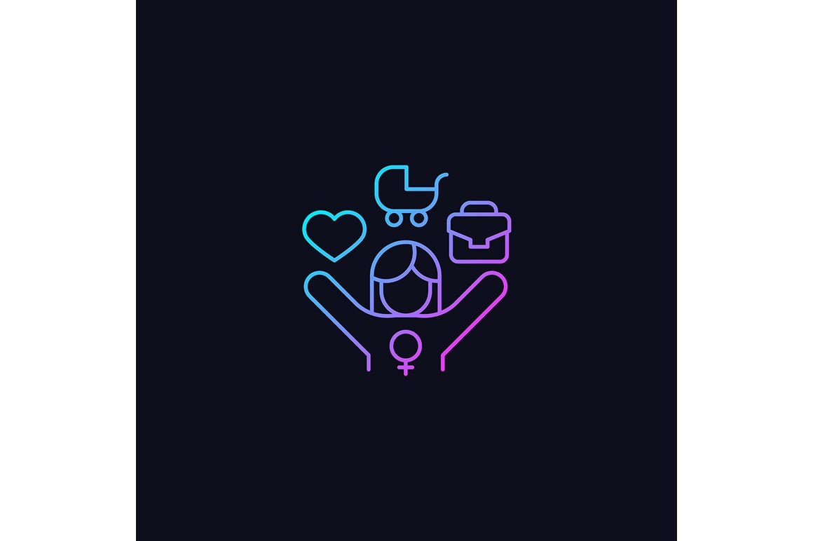 Feminism symbols gradient icons set for dark and light mode