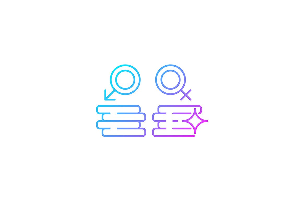 Feminism symbols gradient icons set for dark and light mode
