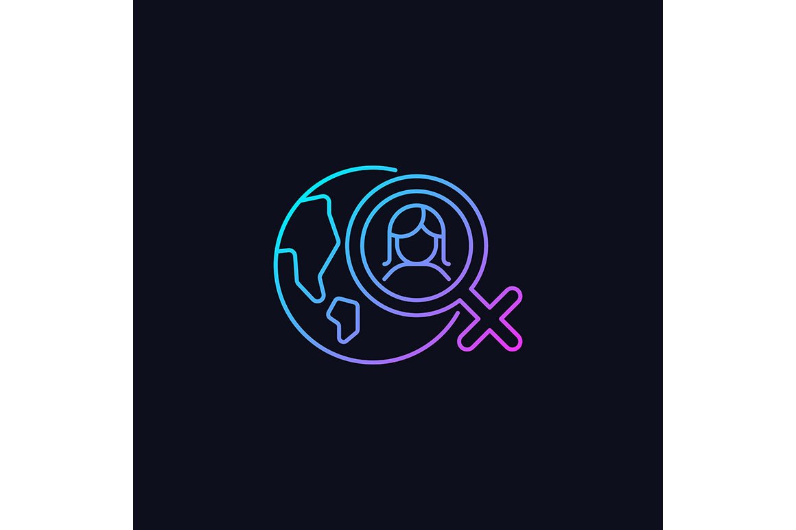 Feminism symbols gradient icons set for dark and light mode
