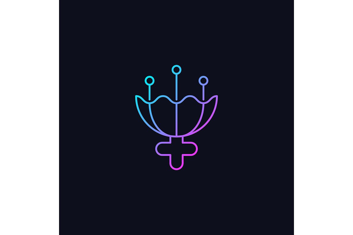 Feminism symbols gradient icons set for dark and light mode