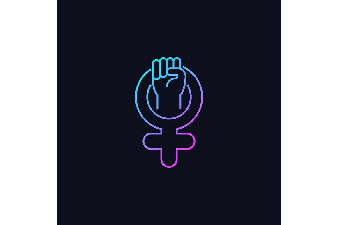 Feminism symbols gradient icons set for dark and light mode
